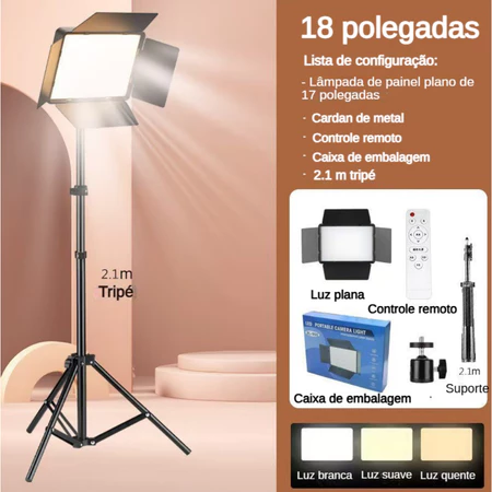 18P 80W Luz de vídeo LED bicolor 2700 7500K Painel de iluminação de fotografia na câmera Lâmpada preenchimento