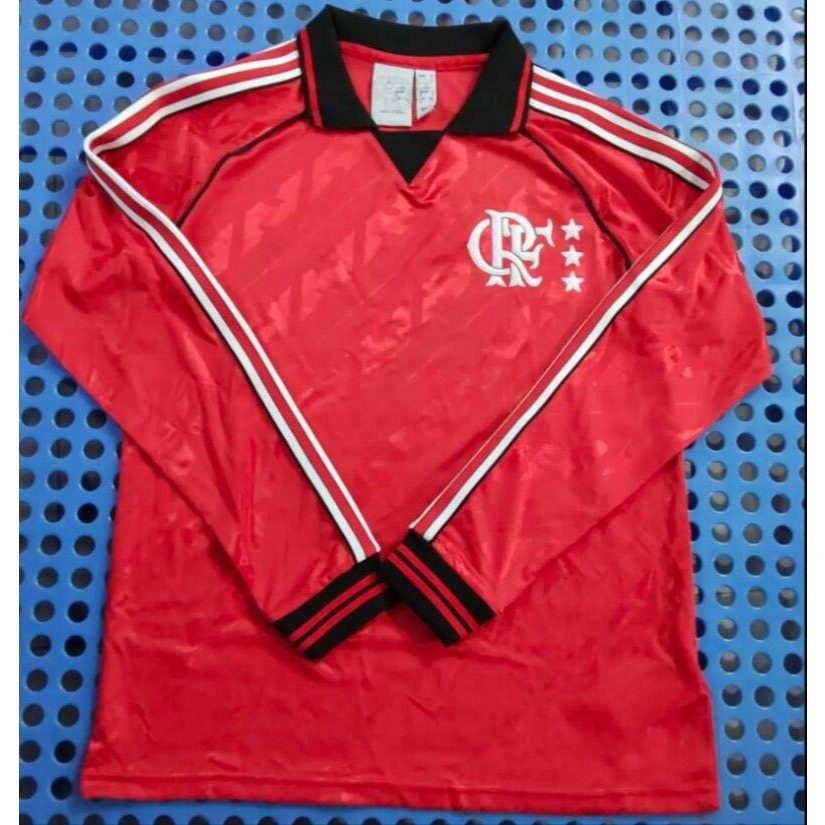 Flamengo 2024-2025 Camisa De Futebol Vermelho Retro Versão De Manga Longa