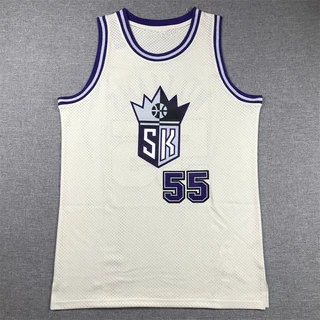 Uniforme de basquete americano bordado em malha King No. Camisa nba 55 Cream White Chocolate Williams