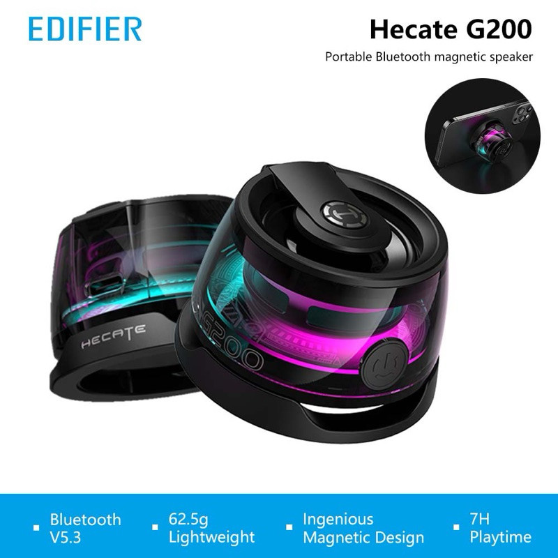 Edificador Hecate G200 Portátil Bluetooth 5.3 Magnético Mini Caixa De Som RGB Iluminação Alto-falante ao Ar Livre Radimi