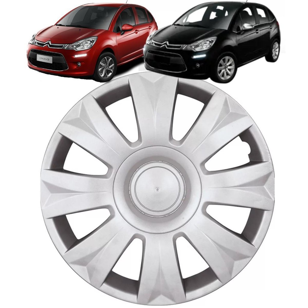 1 Calota C3 2014 Aro 15 Polegadas Encaixe Pressão Grid
