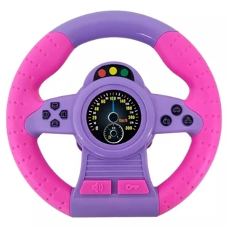 Volante Brinquedo Simulador Roxo Som Gira 360 DMT6788 Ventosa
