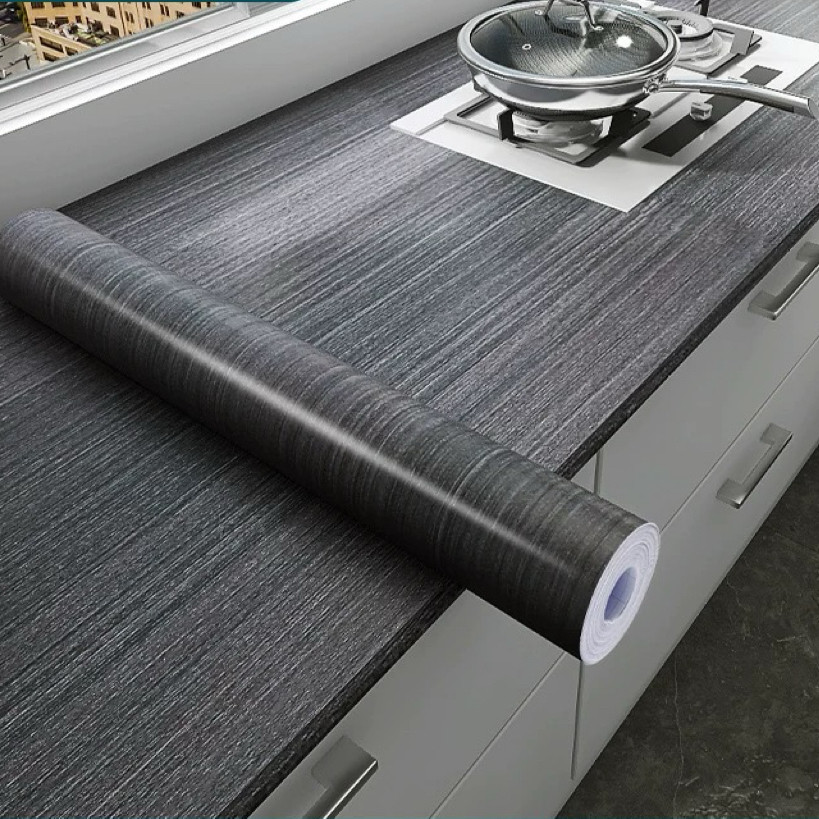 Papel de Parede Madeira 3D 5 METROS X 45CM Auto Adesivo Colante - Preto Marmorizado Promotion