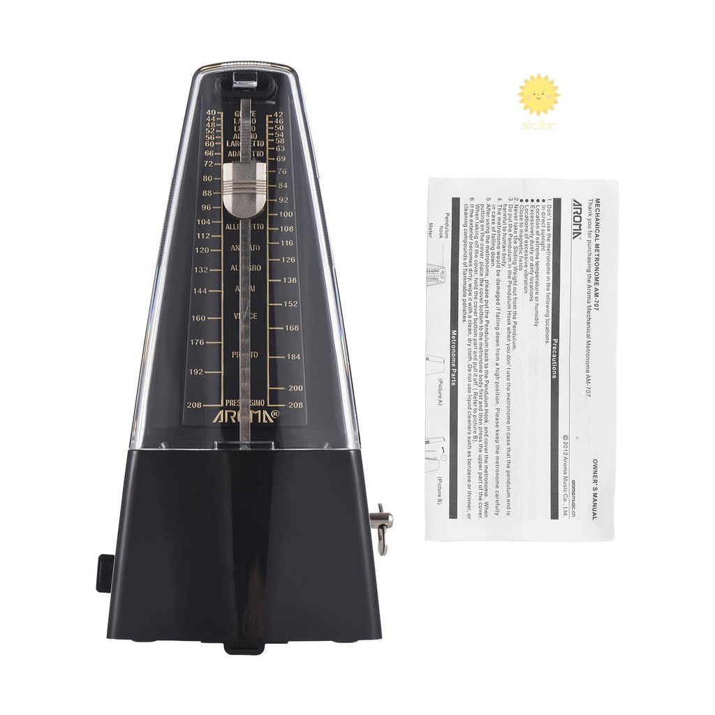 Metronomo Meccanico Seiko Per Pianoforte E Chitarra - Trasparente Con Campanella In Metallo E Regolazione Tempo - Foto 2