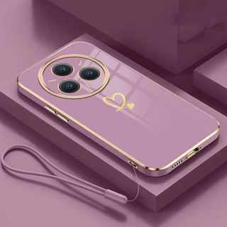realme 14 5G 14 Pro + Moda Chapeamento Caso Amor Coração Design Capa De Borracha Invólucro Macio