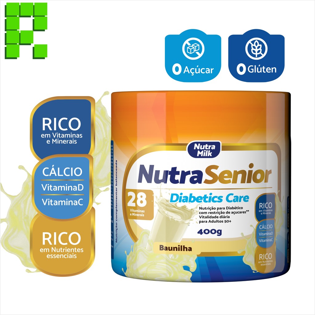 Melhor Suplemento Alimentar ZERO AÇÚCAR Nutra Senior 50+ Diabetics Care 400g