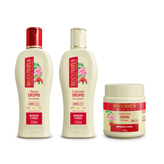 Kit Crespos Shampoo, Condicionador e Banho de Creme Bio Extratus - 250mL