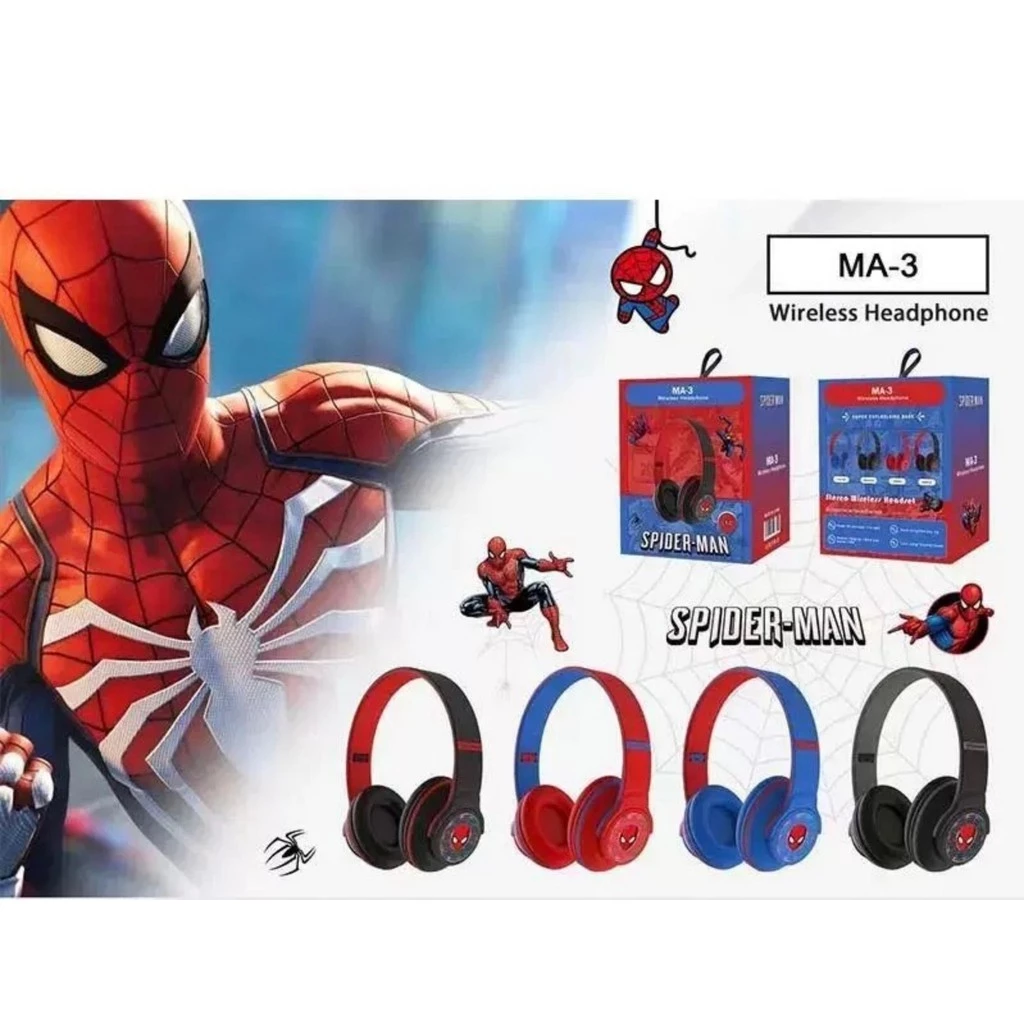 Fone De Ouvido Spider Man HeadFone Wireless Sem Fio 5.0 Bluetooth MA-3