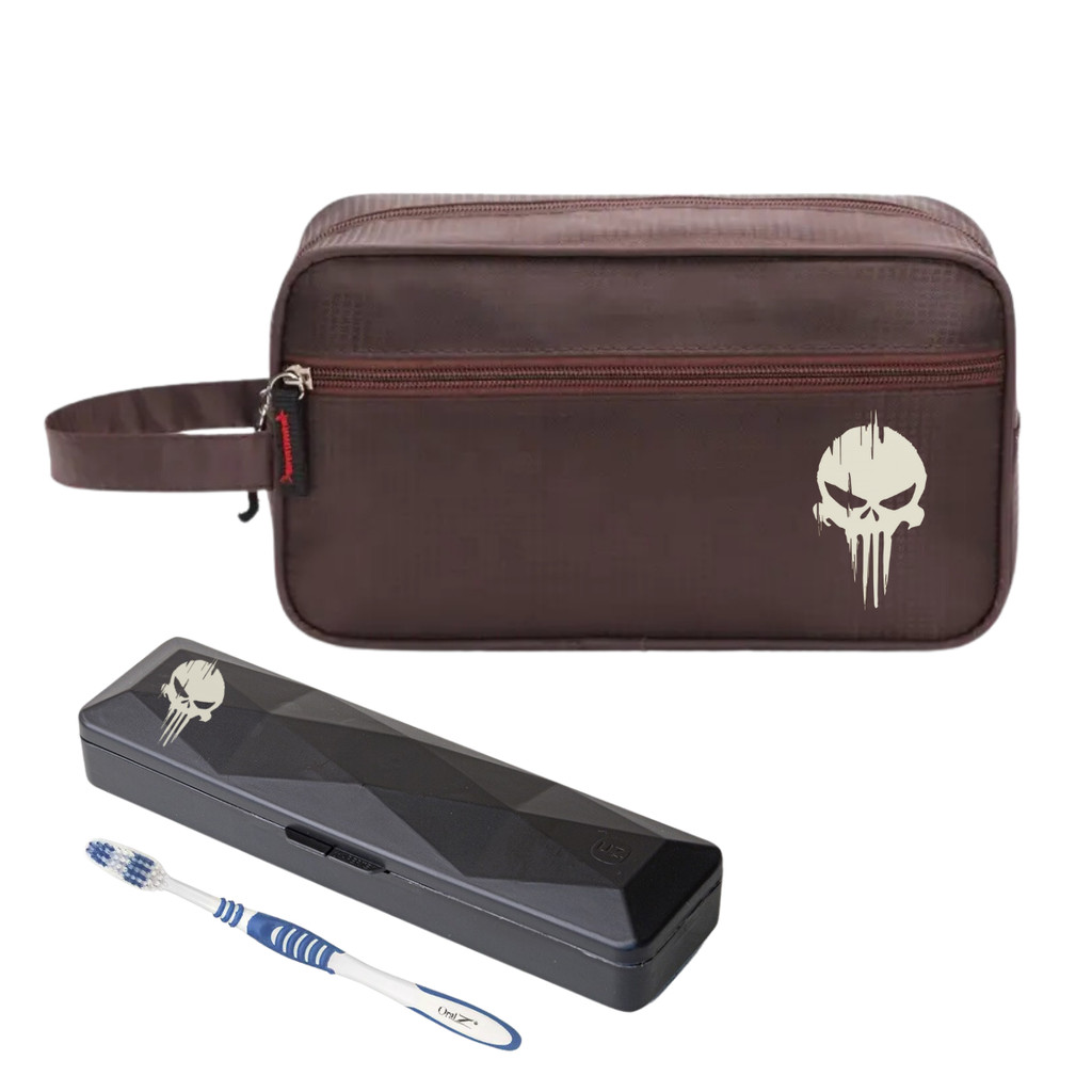 Nécessaire Impermeável Executiva Nylon Caveira Porta Escova