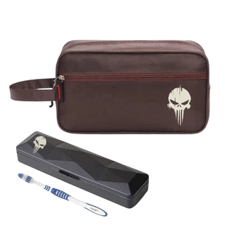 Nécessaire Impermeável Executiva Nylon Caveira Porta Escova