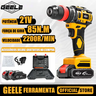 Parafusadeira Furadeira 3/8" 21V 2 Baterias Com Maleta e Acessórios Completo