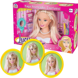 Boneca Lucy Hair Busto Faça Penteados Fashion Com Acessórios - Braskit