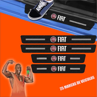 Kit 4 Peças Adesivo Soleira de Porta Carro Modelo Fiat Proteção Fibra de Carbono Anti Arranhões em Oferta na Shopee