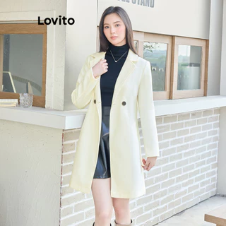 Lovito Casaco casual simples com botões para mulheres L108ED078 em Promoção na Shopee Lovito Casaco casual simples com botões para mulheres L108ED078