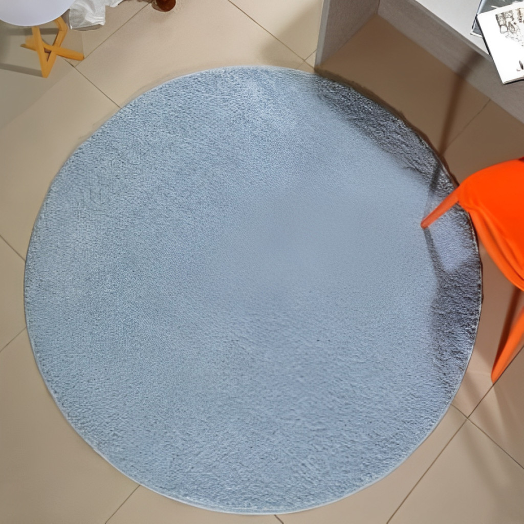 Tapete Redondo Para Sala Quarto Antiderrapante Shaggy Classic 1m Redondo Azul Bebê Classic Oasis