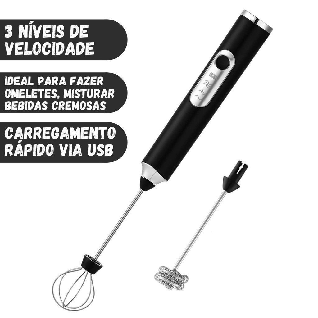 Imagem do produto Batedor Misturador Mixer Elétrico para Bebidas Leite Café Clara de Ovo 2 em 1 3