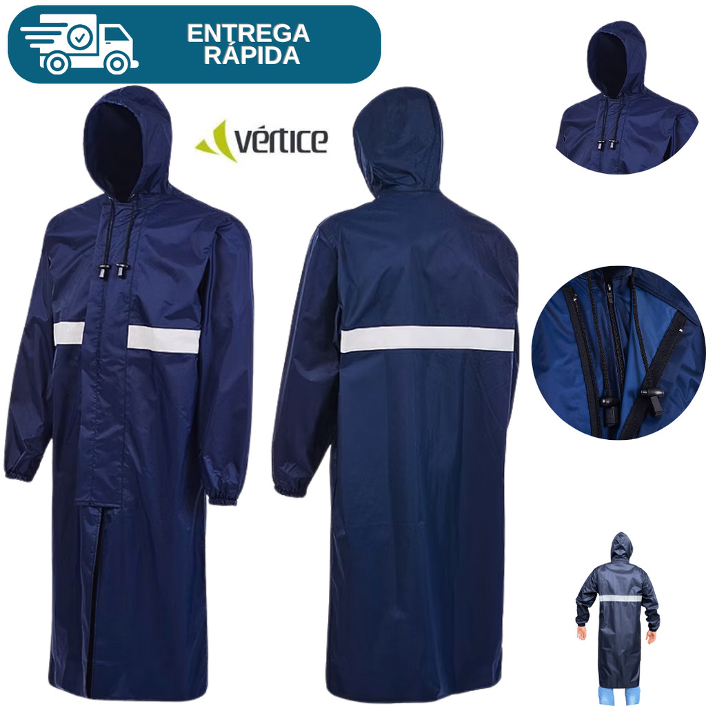 Capa De Chuva Reforçada Impermeável Nylon Emborrachado Com Refletivo ...