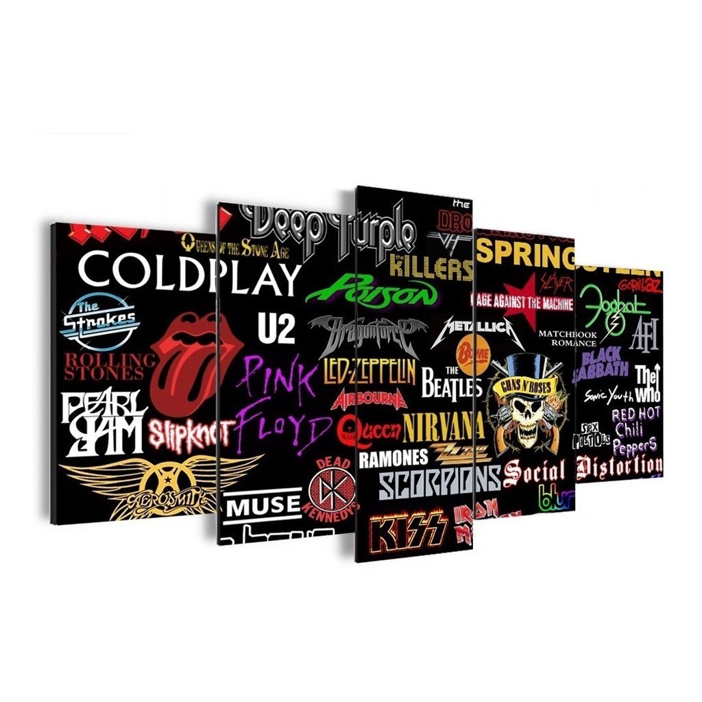 Quadro Decorativo Mosaico Bandas Rock 5pçs | Shopee Brasil