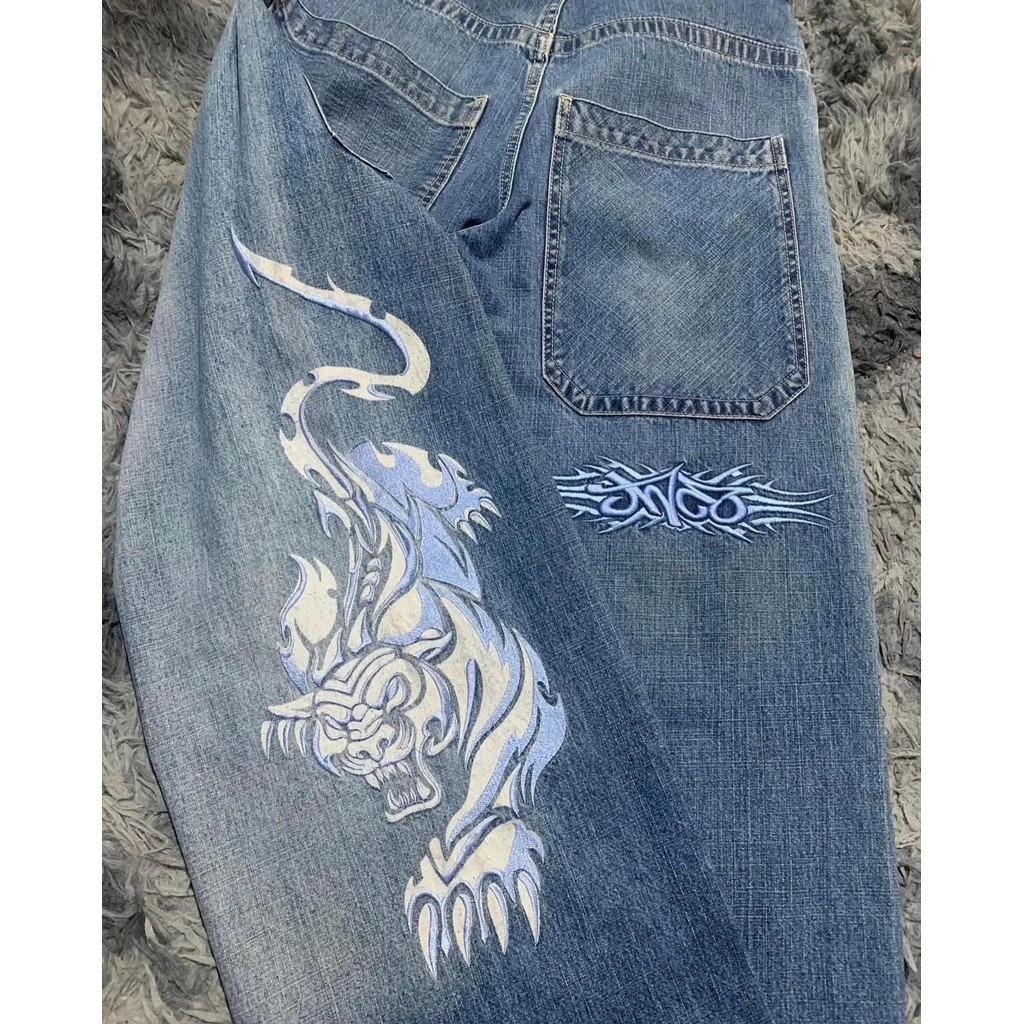 JNCO Y2K jeans soltos padrão masculino Hip Hop Street