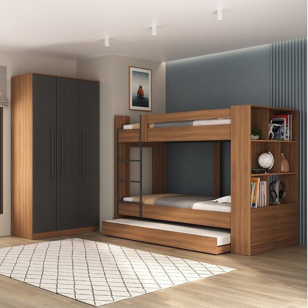 Quarto Juvenil Completo com Beliche e Guarda Roupa Nápoles Espresso ...