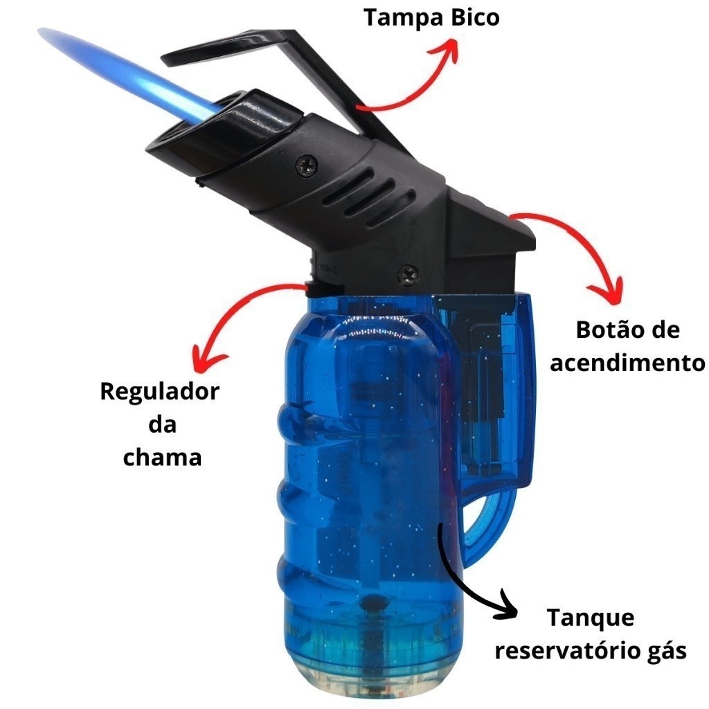 Mini Maçarico Portátil Recarregável Com Regulagem Culinário Acendedor De Carvão Acendimento Automático