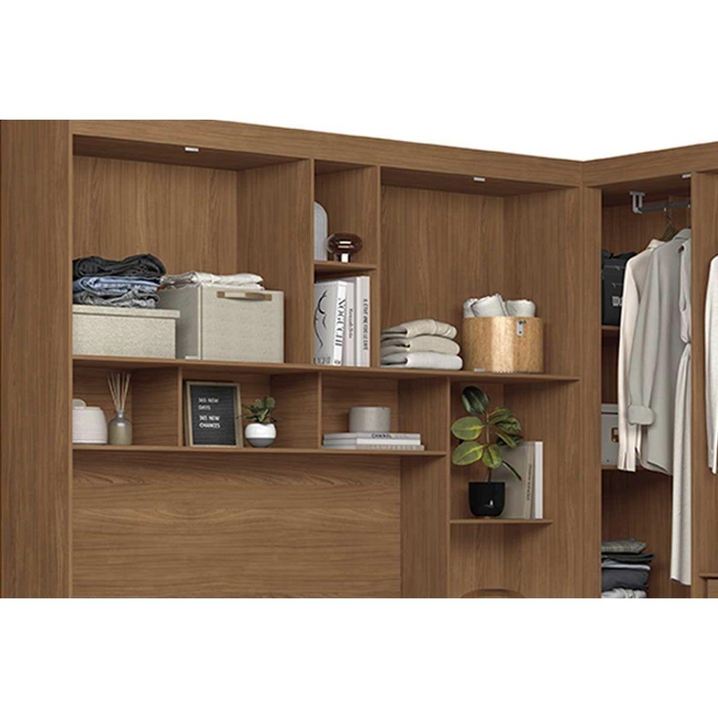 Guarda Roupa Casal 7 Portas e 4 Gavetas c/ Espelho Lugano Jatoba