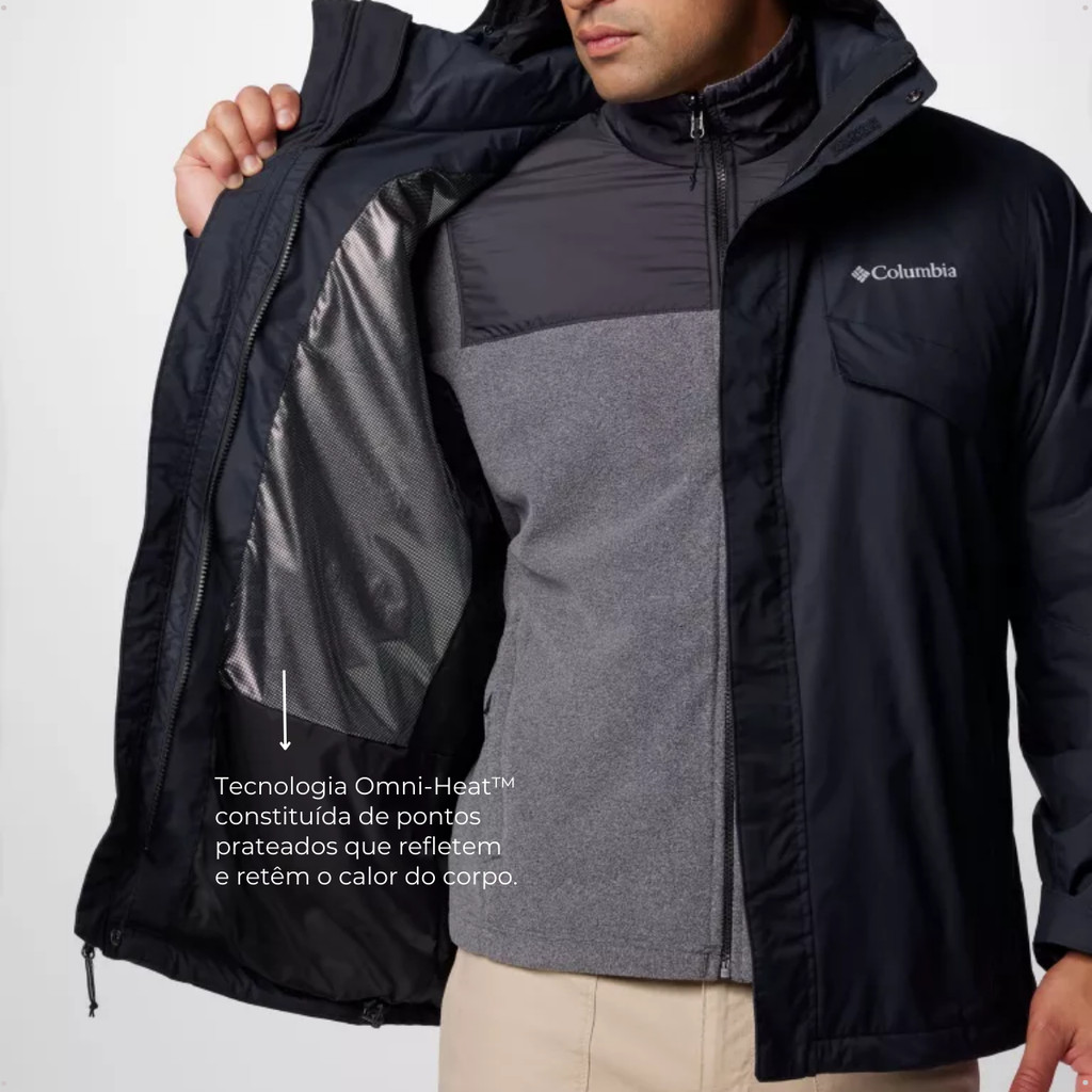 Jaqueta Columbia 3 em 1 Masculina Bugaboo III Fleece Preta