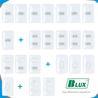 Kit 22 Peças Tomadas e Interruptores 4x2 Parede Embutir Interruptor Simples Tomada 10a Finesse+
