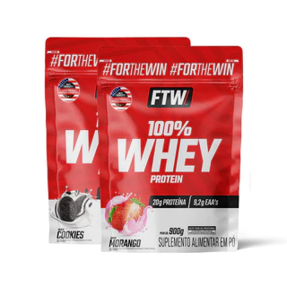 Kit 100% Whey 900gr Refil Cookies e Morango FTW