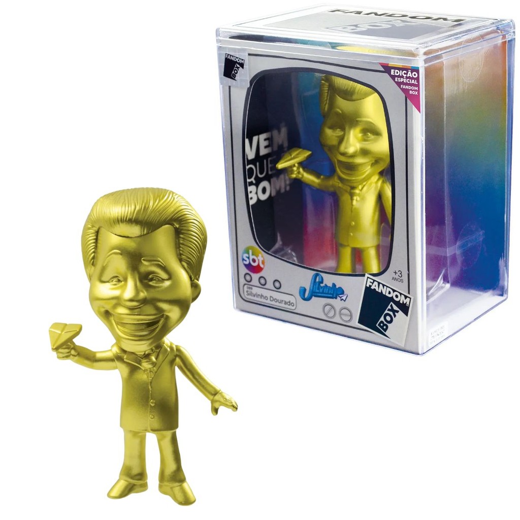 Boneco Colecionável Silvio Santos Dourado Fandom Box 10x12 Líder ...