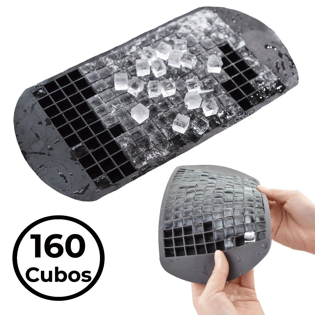 Forma De Gelo Silicone 160 Cubos Kit Bebidas Drink Forminha Rígida e Fundo Flexível Multiuso Lavável