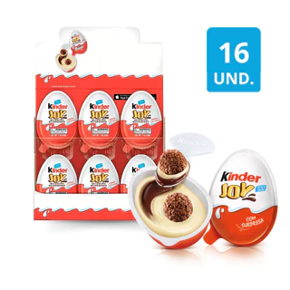 Kinder Ovo Joy Chocolate Ao Leite Com Surpresa Caixa 16 Unidades 20g Bombons Crocantes Brinquedo Infantil Ferrero
