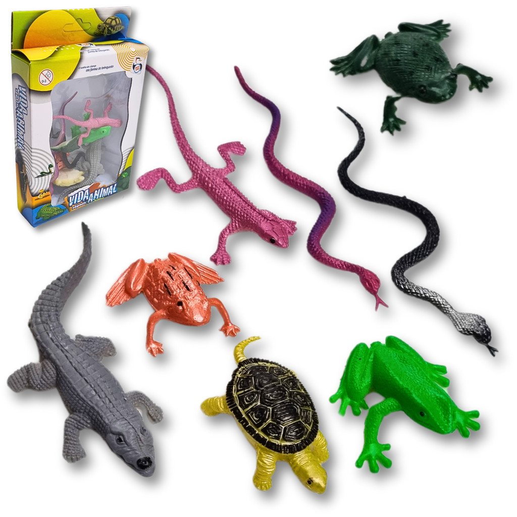 Animais de Brinquedo Repteis Miniatura Borracha Sapo Cobra Tartaruga ...