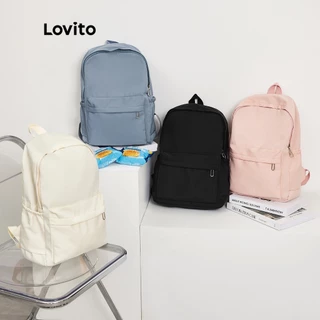 Lovito Preppy Plain Colorblock Pulseira De Ombro Dupla Mochilas Multi-Boqueadas L41BA05