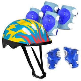 Kit Proteção Infantil Azul 7 Peças Capacete Joelheira Cotoveleira Luvas para Patinete Skate Patins - Castela