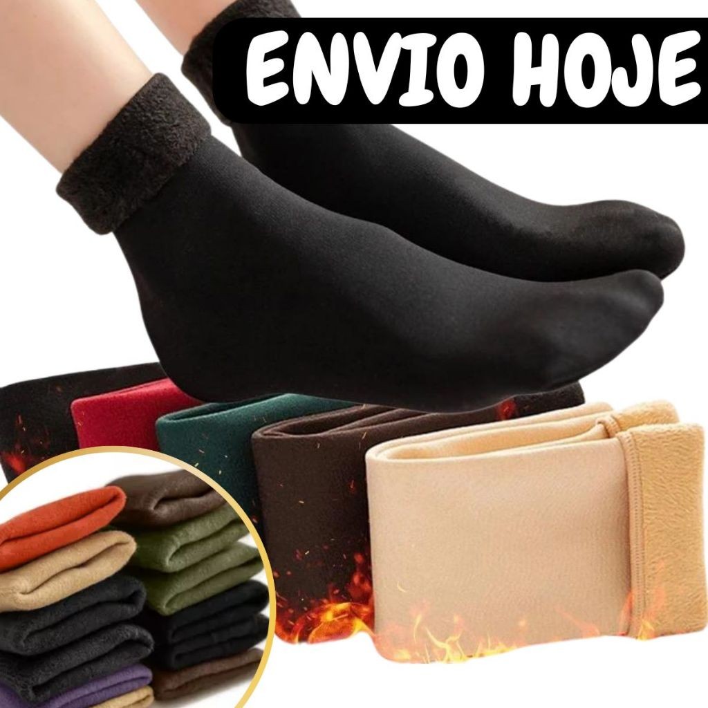 Kit Com 10,6,2 Pares Meia Térmica Peluciada Flanelada Inverno Super ...