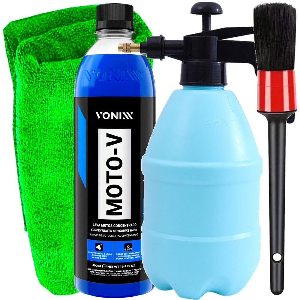 Kit Limpeza Automotiva Shampoo Moto-V Vonixx Pulverizador