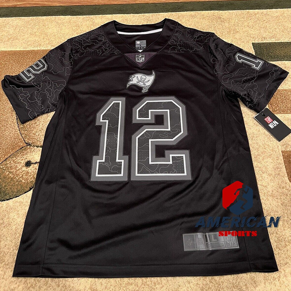 Camiseta De Futebol Americano Limitada Tampa Bay Buccaneers Tom Brady Regatta Black RFLCTV Jersey