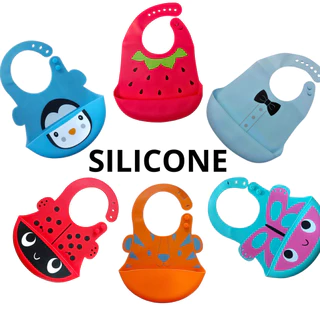 Babador de Silicone Impermeável Para Bebê Pega Migalhas Menino e Menina