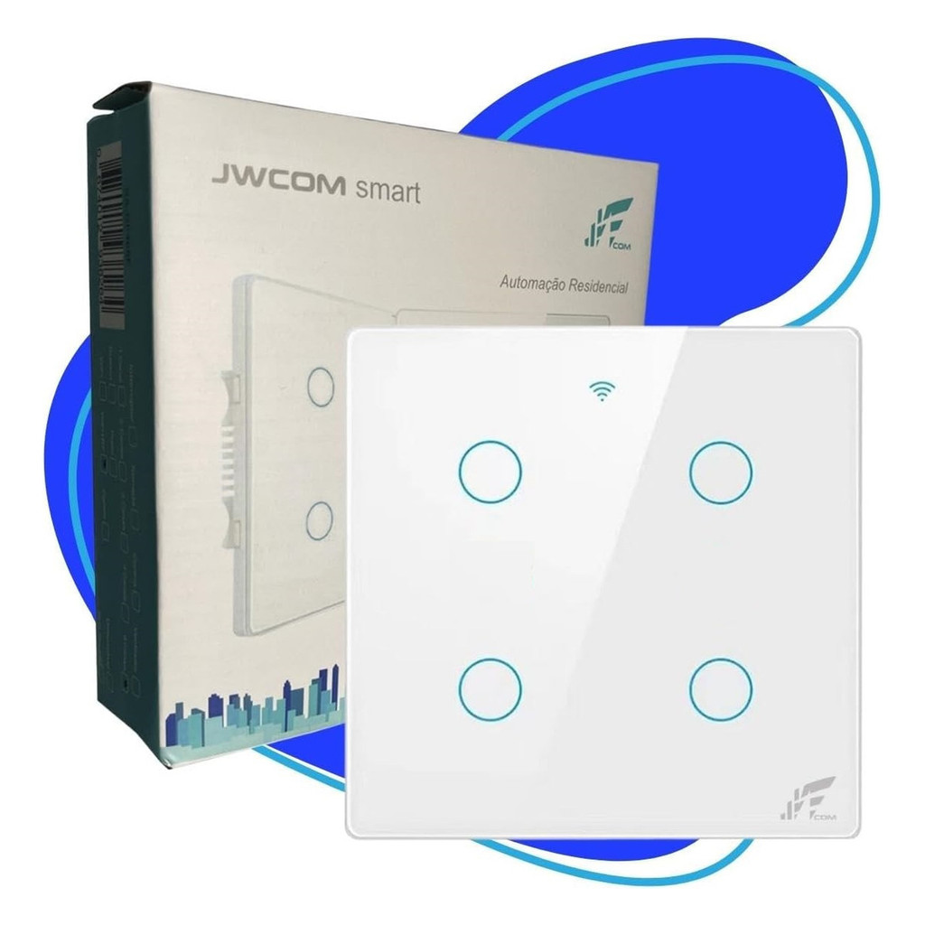 Interruptor 4 Botões  Wifi 4x4 Instalação Com Ou Sem Neutro