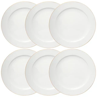 Kit de Pratos Rasos de Porcelana Branco Royal Fio de Ouro 27cm 6 peças - Hauskraft em Oferta na Shopee