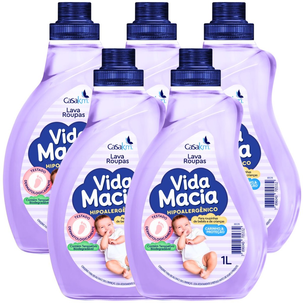 5 Vida Macia Lava Roupas Sabão Liquido Roupas Bebê 1 Litro | Shopee Brasil