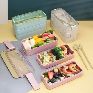 Pote Marmita Lancheira Com 3 Compartimentos Divisória e Talheres em Oferta na Shopee