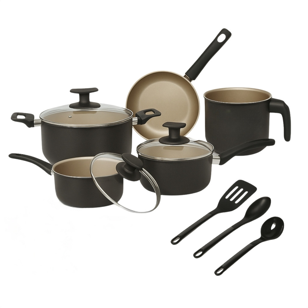 Jogo de Panelas Antiaderentes Completo – 8 Peças com Utensílios