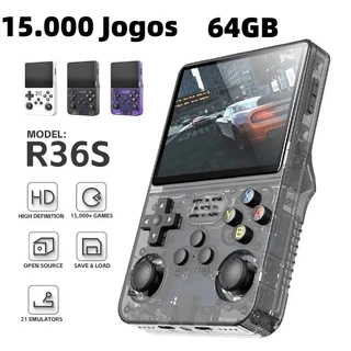 Console Portátil R36S + de 15.000 Jogos Vídeo Game 64g Linux Tela IPS 3.5 Polegadas a Pronta Entrega MOBY