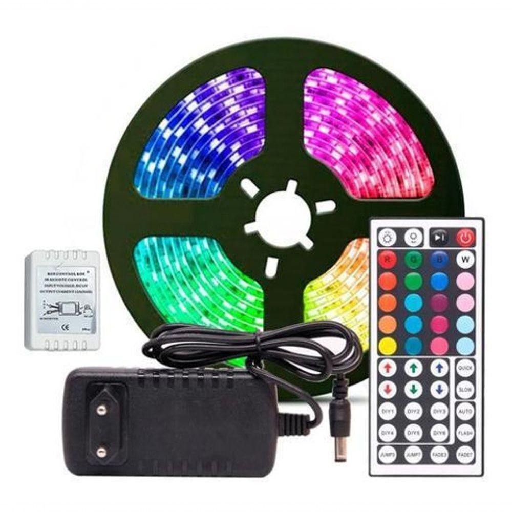 Fita Led Rgb Rolo M Leds Com Fonte Controle Decora O Shopee Brasil