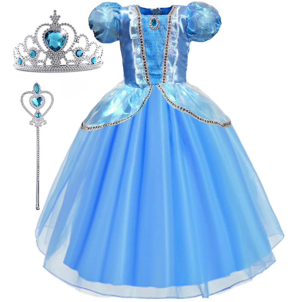 Fantasia Cinderela Infantil Vestido Princesa Luxo Azul Carnaval Festa ...