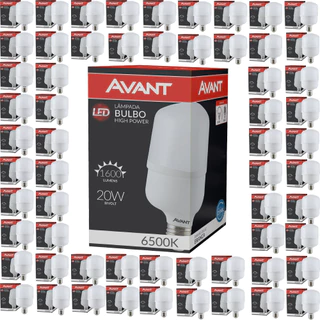 Kit 60 Lâmpada Bulbo Led 20W Luz Branco Frio 65000K Bivolt 127v 220v Soquete E27 Avant