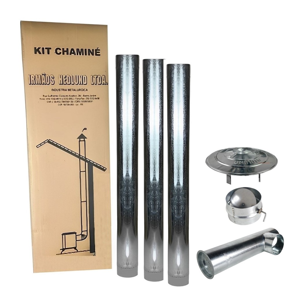 Kit Chaminé Para Fogão A Lenha 3 Canos 1m + Joelho + Chapéu + Anel ...