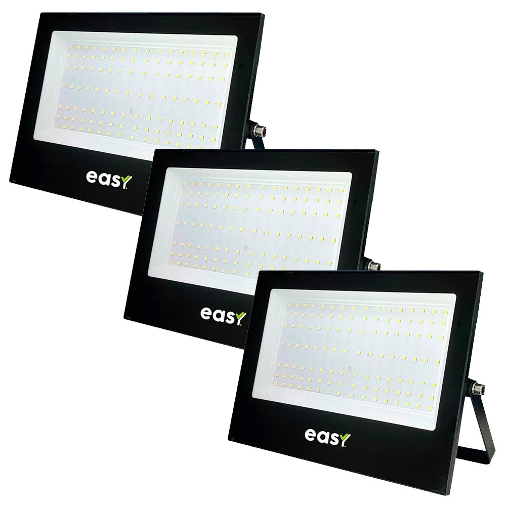 Kit 3 Refletor Iluminação Externa 200W Luz Branca 6500K Bivolt 127/220v ...
